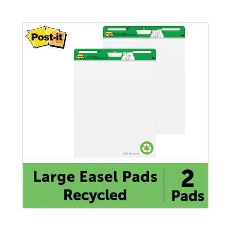 Post-It Pad, Easel, 25"x30", Recycl, White, PK2 559RP